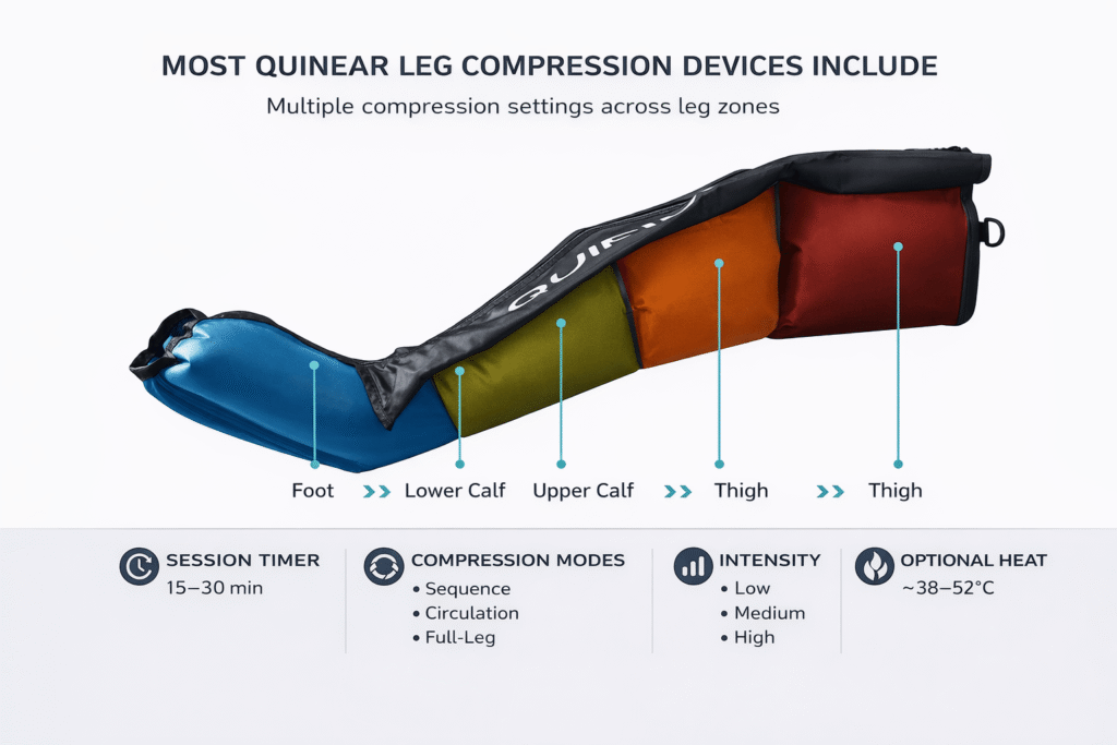 Quinear 3-in-1 leg massager - Compression Modes and Custom Settings