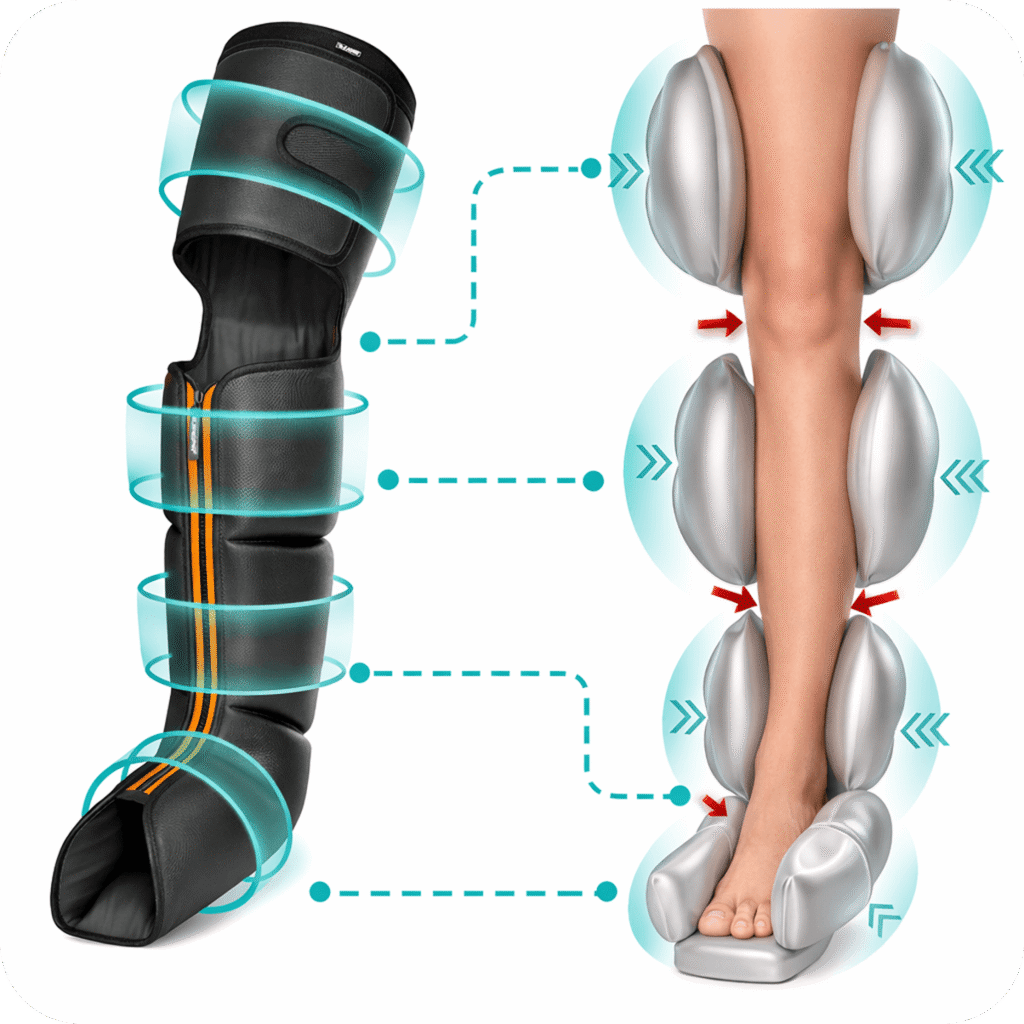Quinear 3-in-1 leg massager - Multiple Compression Massage Modes